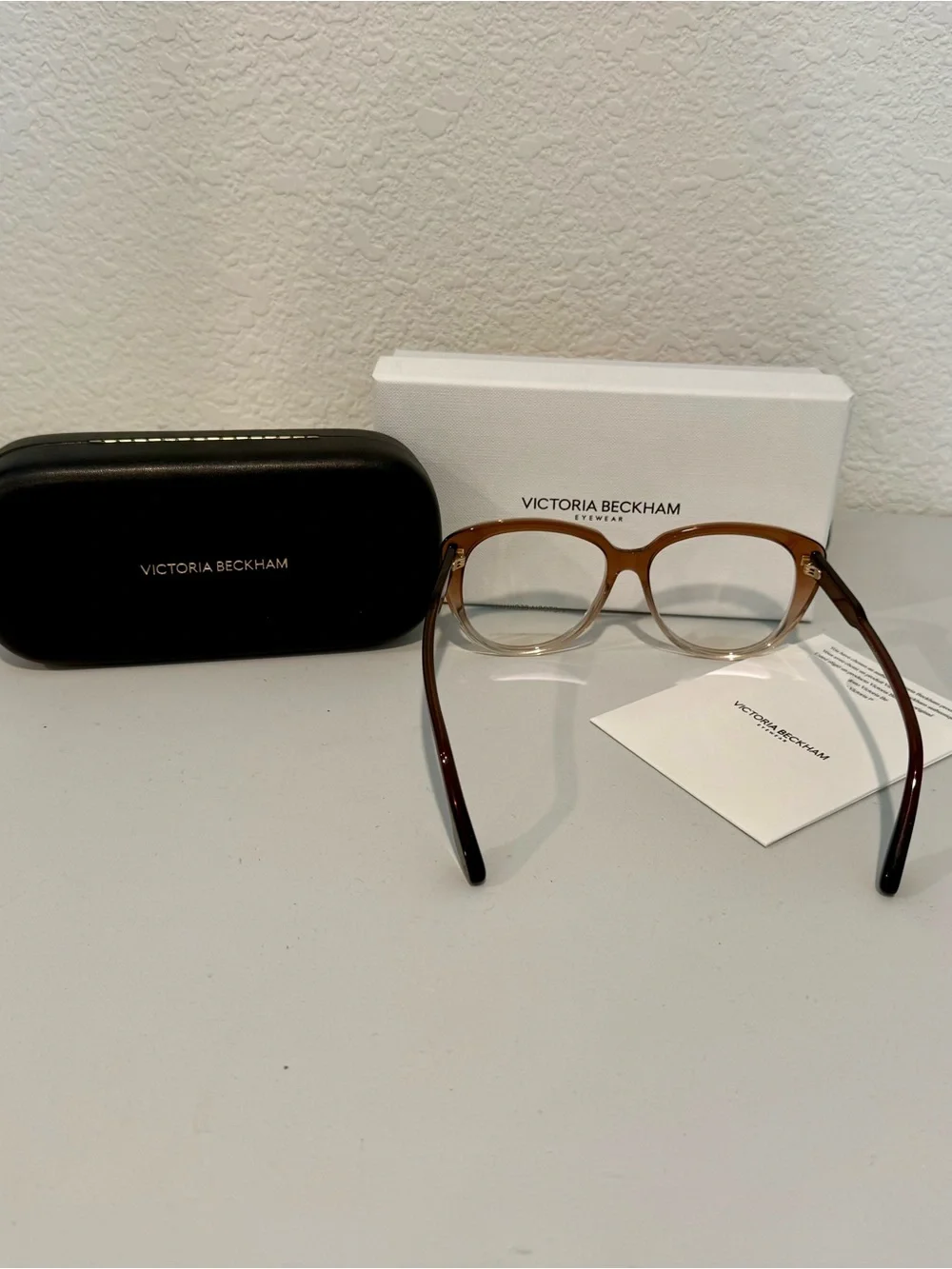 Victoria Beckham Brown to Cream Gradient Cat-Eye Glasses